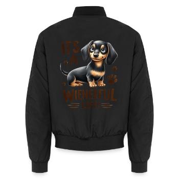 Wienerful Life Dackel lustige Hundedesign-Merch - Unisex Bomberjacke - Schwarz - Hinten - AI Model Male 185 light (185cm)