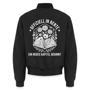 Rente Neues Kapitel Abschied Rentnerin - Unisex Bomberjacke - Schwarz - Hinten - AI Model Male 185 light (185cm)