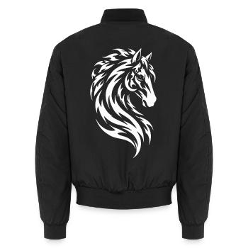 Pferd Tribal Hengst Kunstwerk - Unisex Bomberjacke - Schwarz - Hinten - AI Model Male 185 light (185cm)