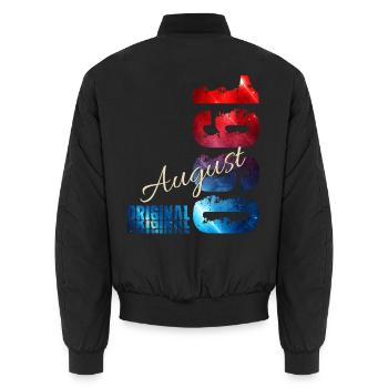 66. Geburtstag Geschenk Original August 1960 - Unisex Bomberjacke - Schwarz - Hinten - AI Model Male 185 light (185cm)