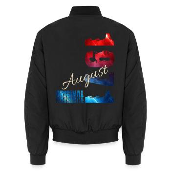 55. Geburtstag Geschenk Original August 1971 - Unisex Bomberjacke - Schwarz - Hinten - AI Model Male 185 light (185cm)