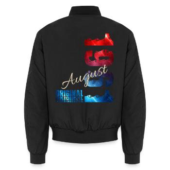 65. Geburtstag Geschenk Original August 1961 - Unisex Bomberjacke - Schwarz - Hinten - AI Model Male 185 light (185cm)