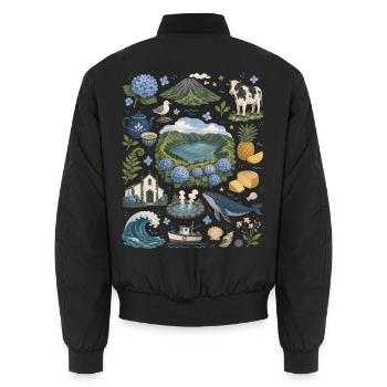 Azores | Volcanic Islands, Whales & Nature - Unisex Bomber Jacket - black - Back - AI Model Male 185 light (185cm)