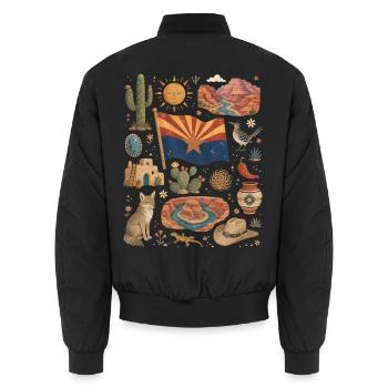 Arizona | Wüste, Canyons & Freiheit - Unisex Bomberjacke - Schwarz - Hinten - AI Model Male 185 light (185cm)