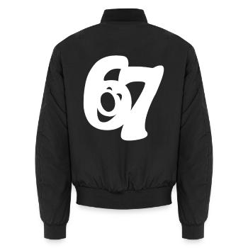 six seven | Number duo 6 and 7 | Happy face - Unisex Bomber Jacket - black - Back - AI Model Male 185 light (185cm)