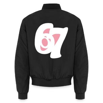 six seven | Number duo 6 and 7 | Happy face - Unisex Bomber Jacket - black - Back - AI Model Male 185 light (185cm)