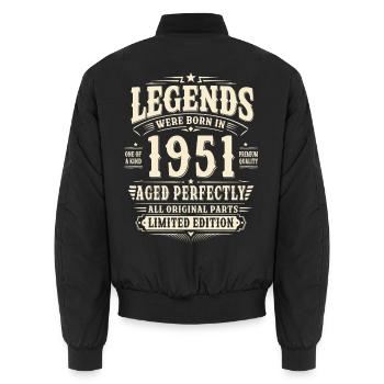75. Geburtstag Geschenk Mann 1951 Vintage Retro - Unisex Bomberjacke - Schwarz - Hinten - AI Model Male 185 light (185cm)