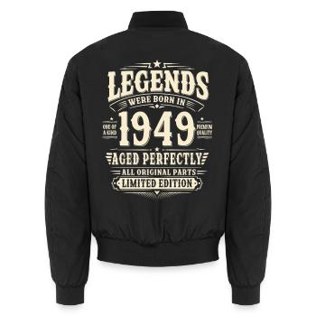 77. Geburtstag Geschenk Mann 1949 Vintage Retro - Unisex Bomberjacke - Schwarz - Hinten - AI Model Male 185 light (185cm)