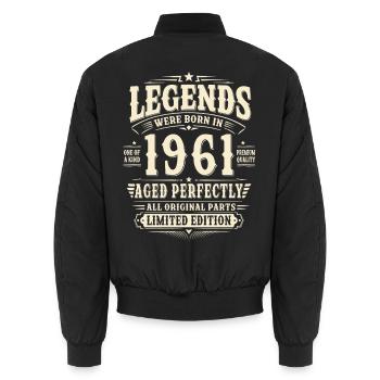 65. Geburtstag Geschenk Mann 1961 Vintage Retro - Unisex Bomberjacke - Schwarz - Hinten - AI Model Male 185 light (185cm)