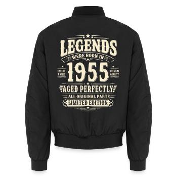 71. Geburtstag Geschenk Mann 1955 Vintage Retro - Unisex Bomberjacke - Schwarz - Hinten - AI Model Male 185 light (185cm)