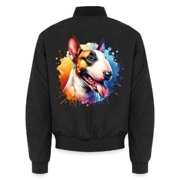 Bullterrier Motiv - Unisex Bomberjacke - Schwarz - Hinten - AI Model Male 185 light (185cm)