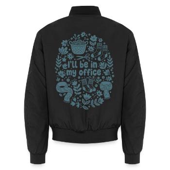Lustiger Häkelliebhaber, ich bin in meinem Büro Garn - Unisex Bomberjacke - Schwarz - Hinten - AI Model Male 185 light (185cm)