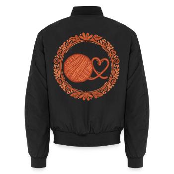 Häkelgarnherz Lustiger Häkel-Liebhaber Muttertag - Unisex Bomberjacke - Schwarz - Hinten - AI Model Male 185 light (185cm)