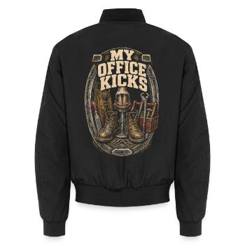 Hufschmied Hufschmiede My Office Kicks - Unisex Bomberjacke - Schwarz - Hinten - AI Model Male 185 light (185cm)