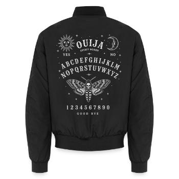 Ouija Spirit Board Moth | Witchy Occult Halloween - Unisex Bomberjacke - Schwarz - Hinten - AI Model Male 185 light (185cm)