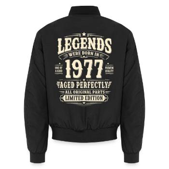 49. Geburtstag Geschenk Mann 1977 Vintage Retro - Unisex Bomberjacke - Schwarz - Hinten - AI Model Male 185 light (185cm)