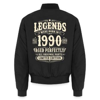 36. Geburtstag Geschenk Mann 1990 Vintage Retro - Unisex Bomberjacke - Schwarz - Hinten - AI Model Male 185 light (185cm)
