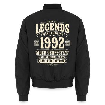 33. Geburtstag Geschenk Mann 1992 Vintage Retro - Unisex Bomberjacke - Schwarz - Hinten - AI Model Male 185 light (185cm)