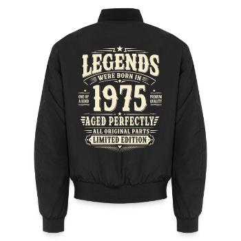 Cadeau d’anniversaire 51 ans Mari 1975 Vintage Retro - Bomber unisexe - noir - Dos - AI Model Male 185 light (185cm)