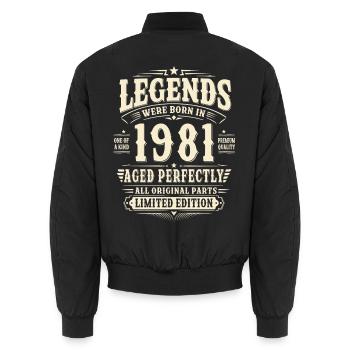 45. Geburtstag Geschenk Mann 1981 Vintage Retro - Unisex Bomberjacke - Schwarz - Hinten - AI Model Male 185 light (185cm)