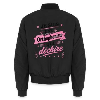 je suis une Orthophoniste qui déchire - Bomber unisexe - noir - Dos - AI Model Male 185 light (185cm)