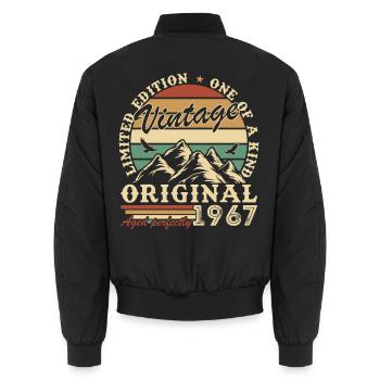 60 Jahre 1967 Vintage Retro Geburtstagsgeschenk - Unisex Bomberjacke - Schwarz - Hinten - AI Model Male 185 light (185cm)