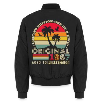 60 Jahre 1967 Vintage Retro Geburtstagsgeschenk - Unisex Bomberjacke - Schwarz - Hinten - AI Model Male 185 light (185cm)