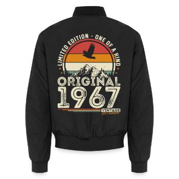 60 Jahre 1967 Vintage Retro Geburtstagsgeschenk - Unisex Bomberjacke - Schwarz - Hinten - AI Model Male 185 light (185cm)