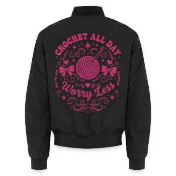 Häkelliebhaber Häkelt den ganzen Tag Sorge Weniger Lustig - Unisex Bomberjacke - Schwarz - Hinten - AI Model Male 185 light (185cm)