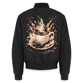Hot Beans Art Splash Kaffeetasse - Unisex Bomberjacke - Schwarz - Hinten - AI Model Male 185 light (185cm)