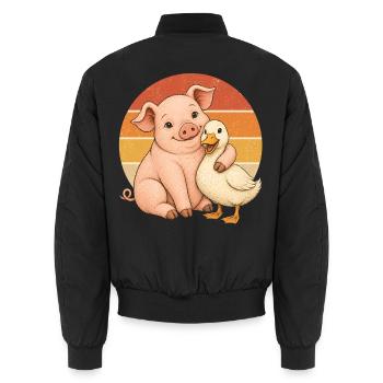 Schwein und Ente - Unisex Bomberjacke - Schwarz - Hinten - AI Model Male 185 light (185cm)