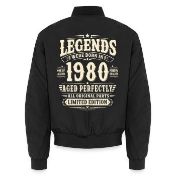  46. Geburtstag Geschenk Mann 1980 Vintage Retro - Unisex Bomberjacke - Schwarz - Hinten - AI Model Male 185 light (185cm)