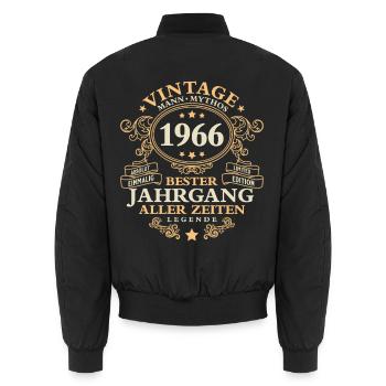 Vintage 1966 Jahrgang Mann 60. Geburtstag - Unisex Bomberjacke - Schwarz - Hinten - AI Model Male 185 light (185cm)