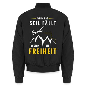 Wenn das Seil fällt beginnt Freiheit - Unisex Bomberjacke - Schwarz - Hinten - AI Model Male 185 light (185cm)