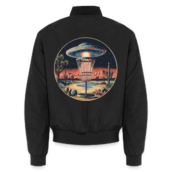 Disc Golf Starter UFO Basket Retro Vintage Desert Ste - Unisex Bomber Jacket - black - Back - AI Model Male 185 light (185cm)