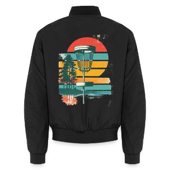 Retro Fairway Disc Golf Starter Set Geschenkidee - Unisex Bomberjacke - Schwarz - Hinten - AI Model Male 185 light (185cm)