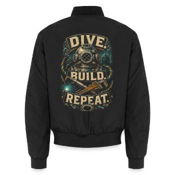 Berufstaucher Industrietaucher Dive Build Repeat - Unisex Bomberjacke - Schwarz - Hinten - AI Model Male 185 light (185cm)