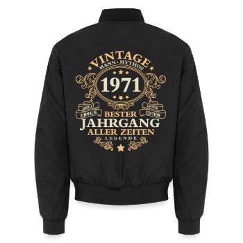 Vintage 1971 Jahrgang Mann 55. Geburtstag - Unisex Bomberjacke - Schwarz - Hinten - AI Model Male 185 light (185cm)