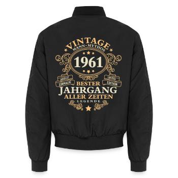 Vintage 1961 Jahrgang Mann 65. Geburtstag - Unisex Bomberjacke - Schwarz - Hinten - AI Model Male 185 light (185cm)
