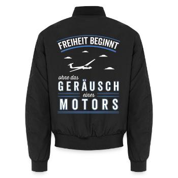 Freiheit beginnt ohne Motor Segelflieger - Unisex Bomberjacke - Schwarz - Hinten - AI Model Male 185 light (185cm)