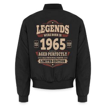 61st Birthday Gift Husband 1965 Vintage Retro - Unisex Bomber Jacket - black - Back - AI Model Male 185 light (185cm)