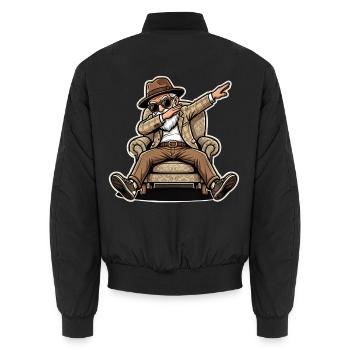 Cool pensioner grandpa - Unisex Bomber Jacket - black - Back - AI Model Male 185 light (185cm)
