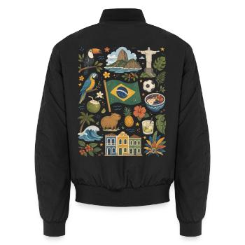 Brasilien | Tropen, Fußball & Lebensfreude - Unisex Bomberjacke - Schwarz - Hinten - AI Model Male 185 light (185cm)