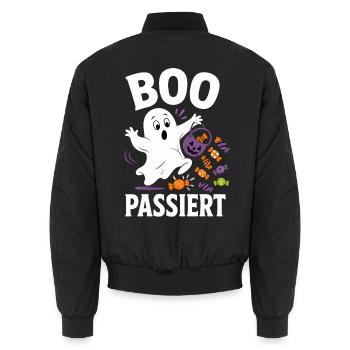 Boo passiert – Halloween-Geist mit Bonbons - Unisex Bomberjacke - Schwarz - Hinten - AI Model Male 185 light (185cm)