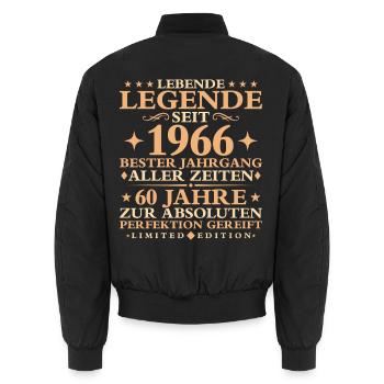 1966 Baujahr Geburtstag Vintage 60 Jahre - Unisex Bomberjacke - Schwarz - Hinten - AI Model Male 185 light (185cm)
