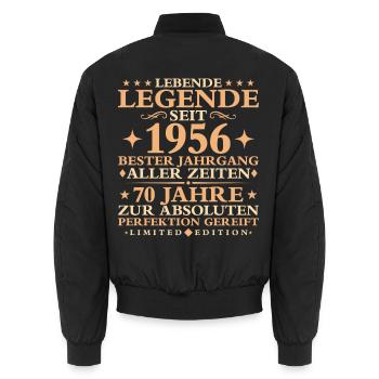 1956 Baujahr Geburtstag Vintage 70 Jahre - Unisex Bomberjacke - Schwarz - Hinten - AI Model Male 185 light (185cm)