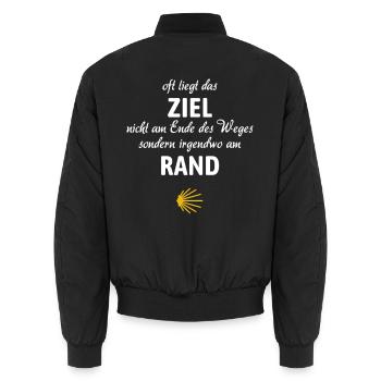 Camino Spruch | Jakobsweg, Pilger, Santiago - Unisex Bomberjacke - Schwarz - Hinten - AI Model Male 185 light (185cm)