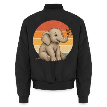 Elefant und Schmetterling - Unisex Bomberjacke - Schwarz - Hinten - AI Model Male 185 light (185cm)