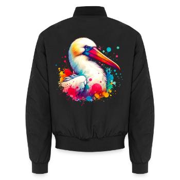 Nazca boobies motif - Unisex Bomber Jacket - black - Back - AI Model Male 185 light (185cm)