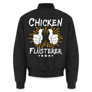 Chicken Spruch - Unisex Bomberjacke - Schwarz - Hinten - AI Model Male 185 light (185cm)
